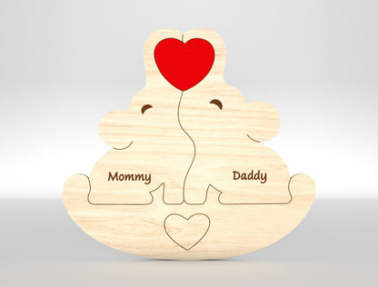 Elephant Family Puzzle Sign SVG Laser Cut File for Glowforge and xTool