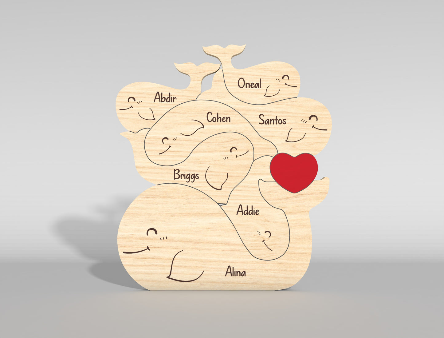 Dolphin Family Puzzle Stacking Sign SVG for Glowforge and xTool
