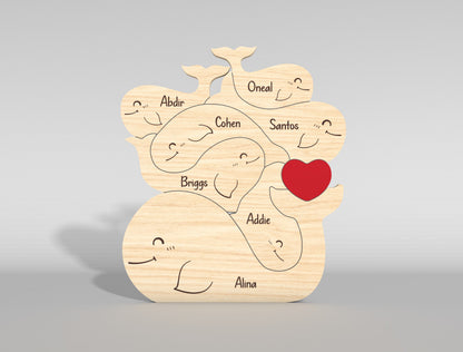 Dolphin Family Puzzle Stacking Sign SVG for Glowforge and xTool