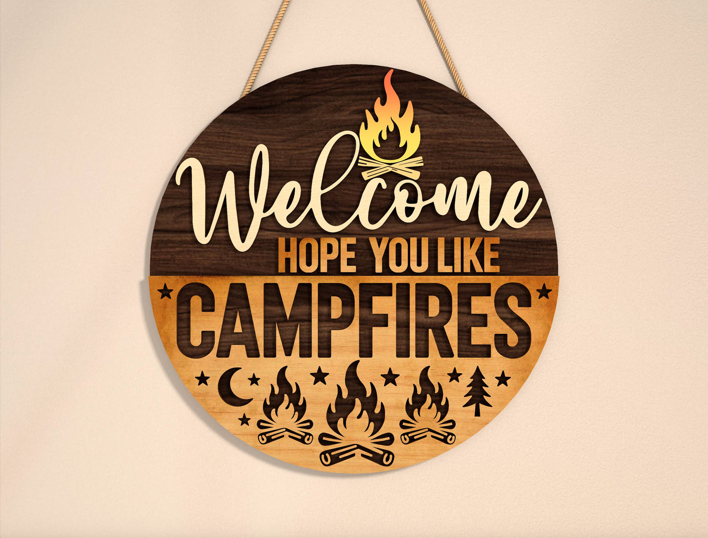 “Hope You Like Campfires” Door Sign SVG for Glowforge and xTool