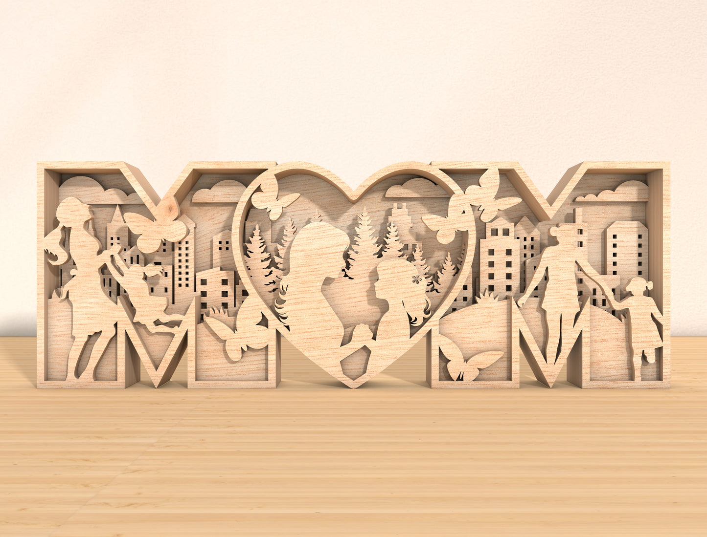 MOM Multilayer Family Sign SVG for Glowforge and xTool