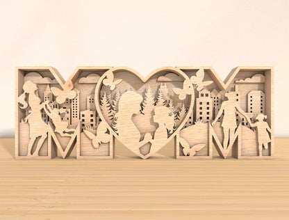 MOM Multilayer Family Sign SVG for Glowforge and xTool
