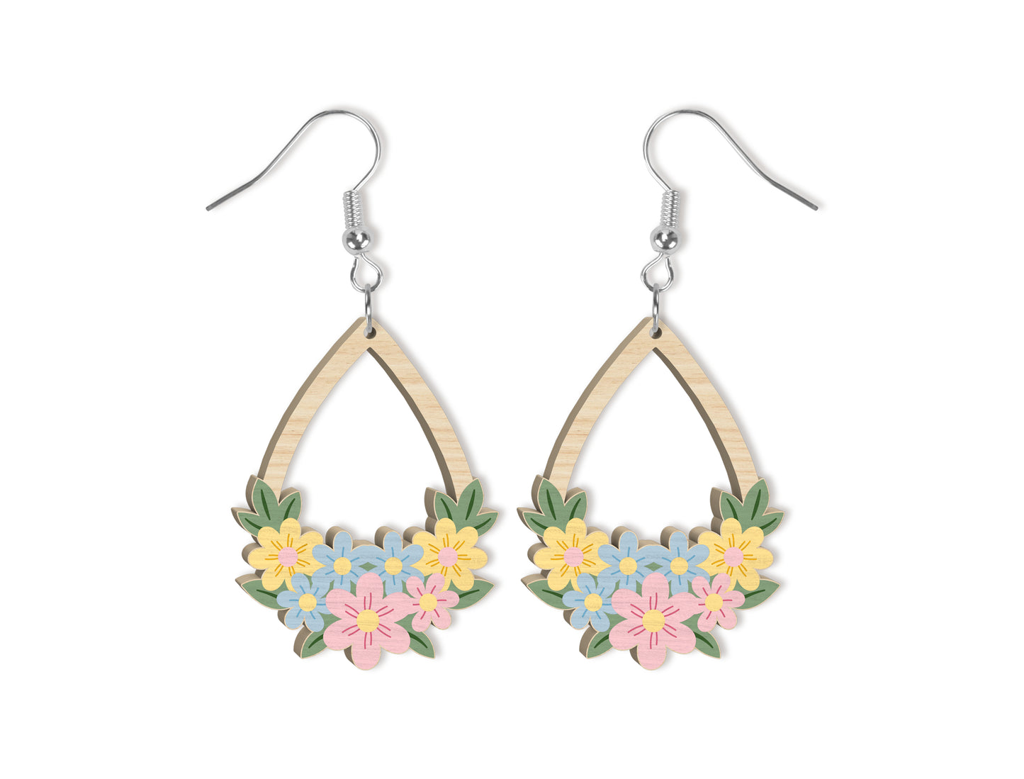 Floral Teardrop Earring SVG Bundle Spring Flower Jewelry Laser Cut File for xTool and Glowforge
