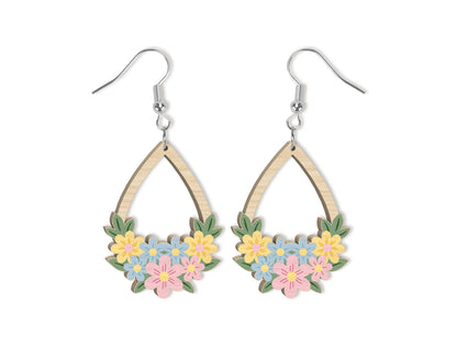 Floral Teardrop Earring SVG Bundle Spring Flower Jewelry Laser Cut File for xTool and Glowforge
