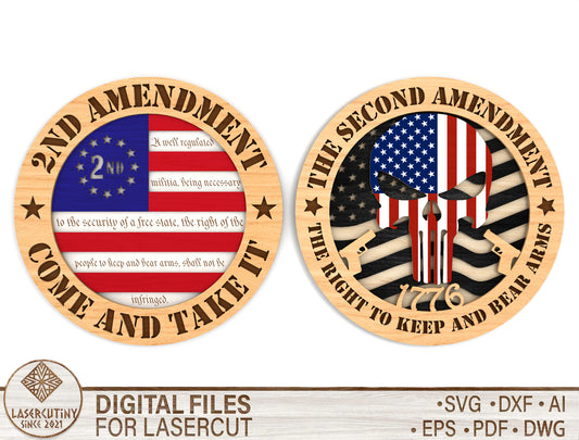 Second Amendment Skull SVG Laser Cut File for xTool and LightBurn