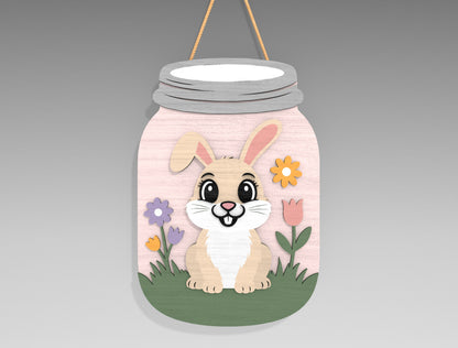 9 Easter Mason Jar Door Hangers SVG Bunny He Is Risen for LightBurn and xTool