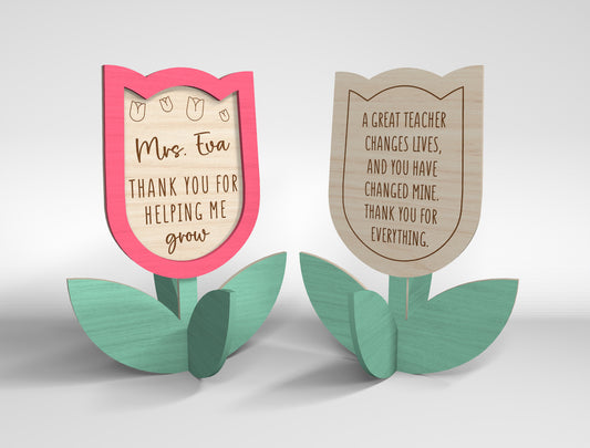 Personalized Teacher Flower Tabletop SVG Bundle for Glowforge and xTool