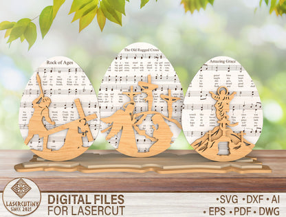 Easter Egg Christian Hymn Stand SVG Scene Decor for LightBurn and Glowforge