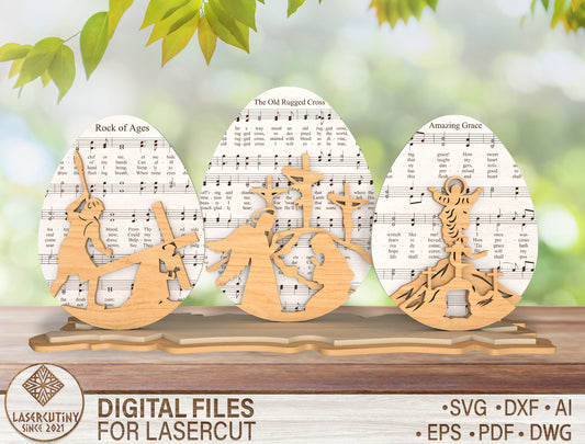 Easter Egg Christian Hymn Stand SVG Scene Decor for LightBurn and Glowforge