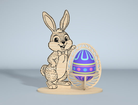 Easter Bunny Egg Spinner SVG Bundle Laser Cut File | 9 Bunny Egg Designs | Spring Tabletop Decor | Glowforge, xTool, LightBurn, etc.