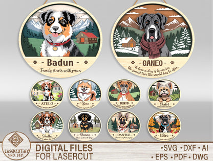Dog Memorial Scenic Door Sign SVG Custom Pet Landscape Tribute Laser Cut File for xTool
