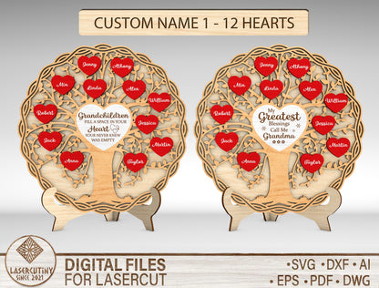 Personalized Mom Tree Heart Sign SVG for Glowforge and xTool