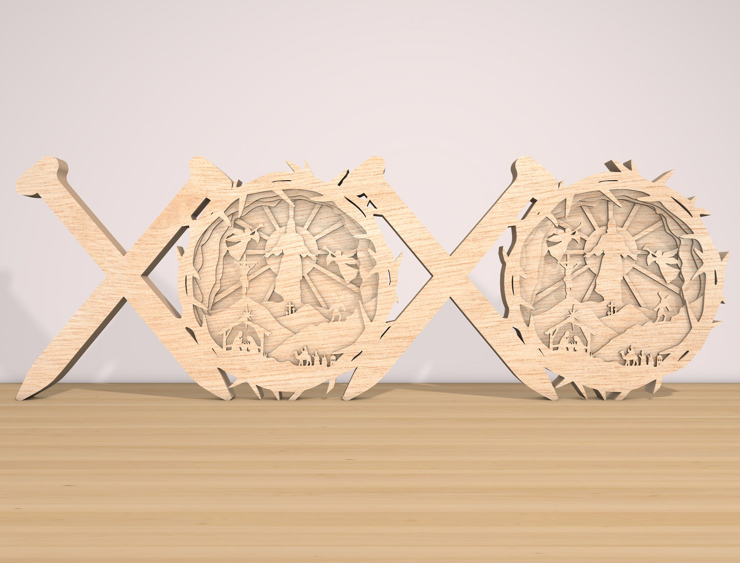 XOXO Nativity Scene Laser Cut File | Christmas Faith Decor | Layered Wooden Art | Glowforge, xTool, LightBurn, etc.