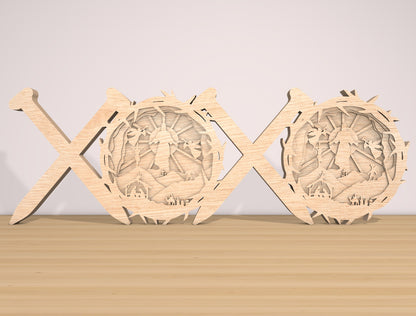 XOXO Nativity Scene Laser Cut File | Christmas Faith Decor | Layered Wooden Art | Glowforge, xTool, LightBurn, etc.