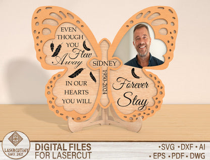 Butterfly Cross Memorial SVG Christian Photo Frame Laser Cut File