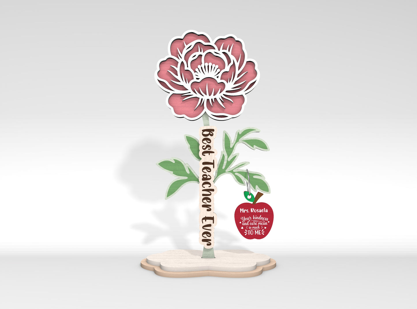 Personalized Peony Daisy Rose SVG Laser Cut File for Glowforge and LightBurn
