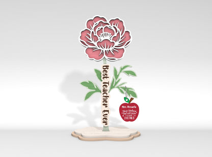 Personalized Peony Daisy Rose SVG Laser Cut File for Glowforge and LightBurn
