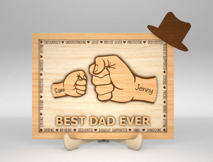 Best Dad Ever Fist Bump Sign SVG Laser Cut File for xTool and Glowforge