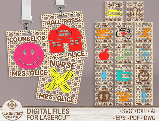 Personalized Hall Pass SVG Bundle  Laser Cut File for Glowforge and LightBurn