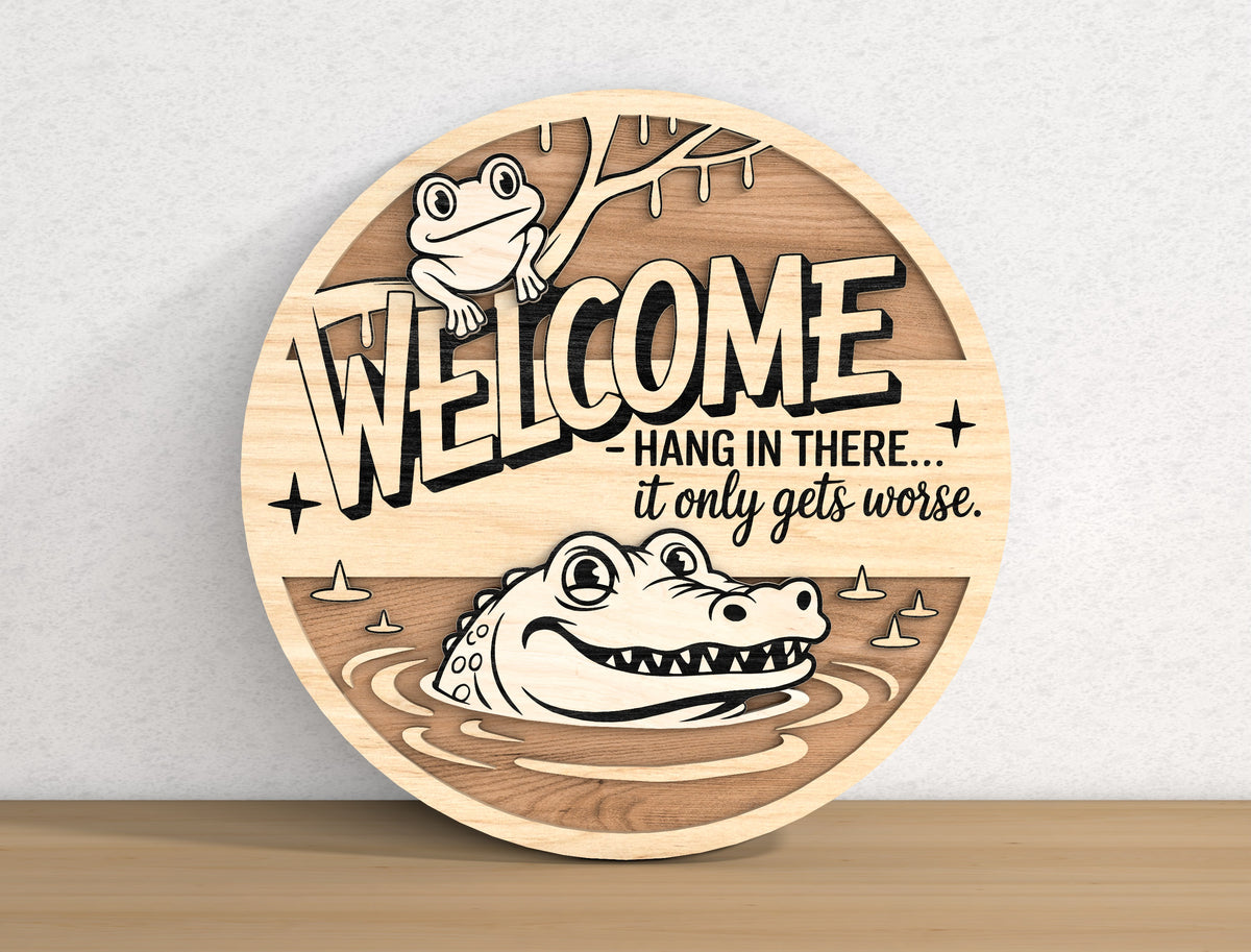 Funny Door Sign SVG Bundle 9 Layered Round Signs