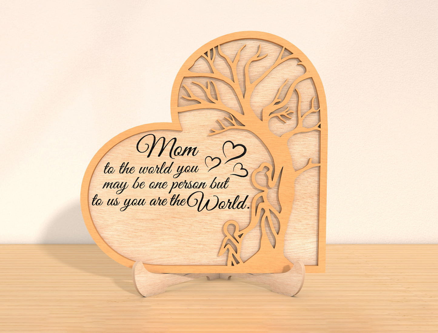 Personalized Mom Family Tree Heart Sign SVG for Glowforge and xTool