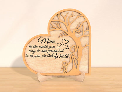 Personalized Mom Family Tree Heart Sign SVG for Glowforge and xTool