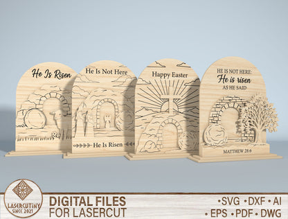 Christian Easter Tabletop SVG Bundle Engraved Scene for Glowforge