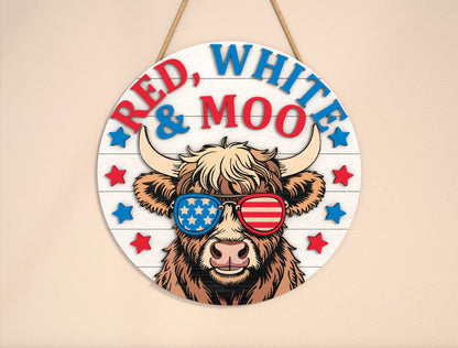 Red White and Moo Highland Cow SVG Laser Cut File for Glowforge