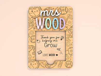 Personalized Teacher Note Holder SVG Laser Cut File for Glowforge and xTool