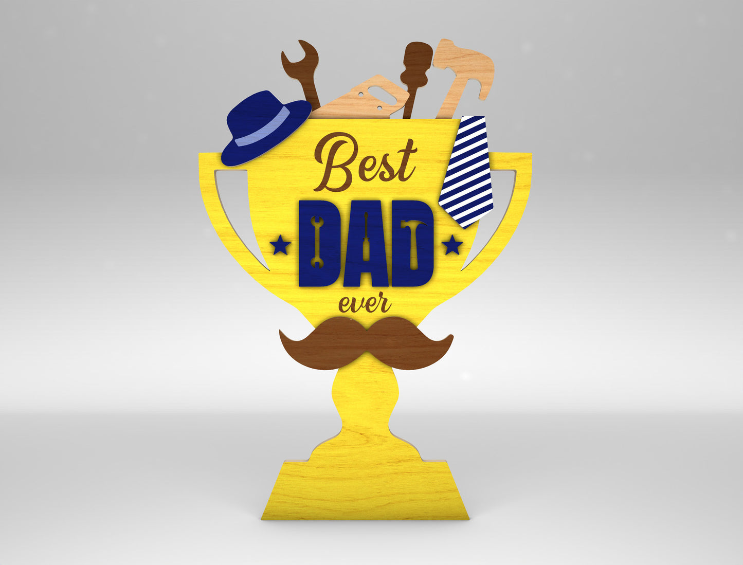 Best Dad Ever Trophy Award Sign SVG Laser Cut File for xTool and LightBurn