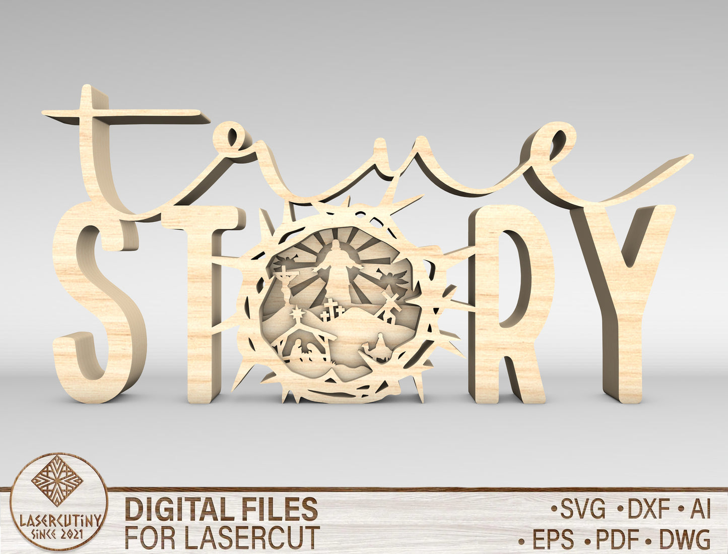 Easter Story Word Sign SVG Nativity Decor for LightBurn and Glowforge
