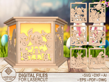 Easter Shadow Box Lantern SVG Bunny Egg Light for xTool and LightBurn