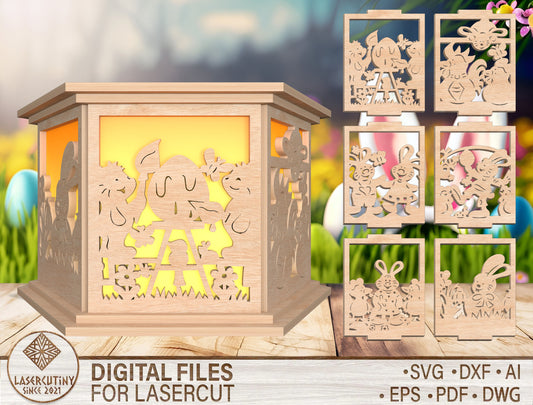 Easter Shadow Box Lantern SVG Bunny Egg Light for xTool and LightBurn