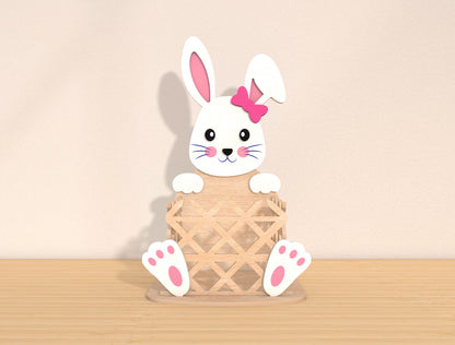 Easter Bunny Basket SVG Wooden Rabbit Egg Basket Spring for Glowforge