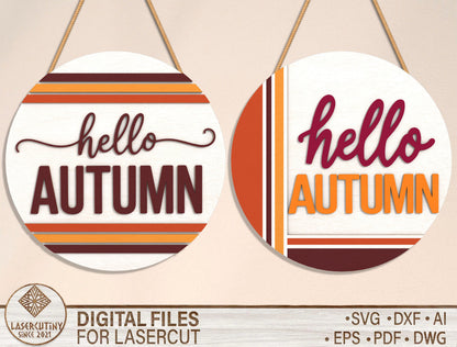 Hello Autumn SVG Set for Glowforge xTool LightBurn | 2 Designs