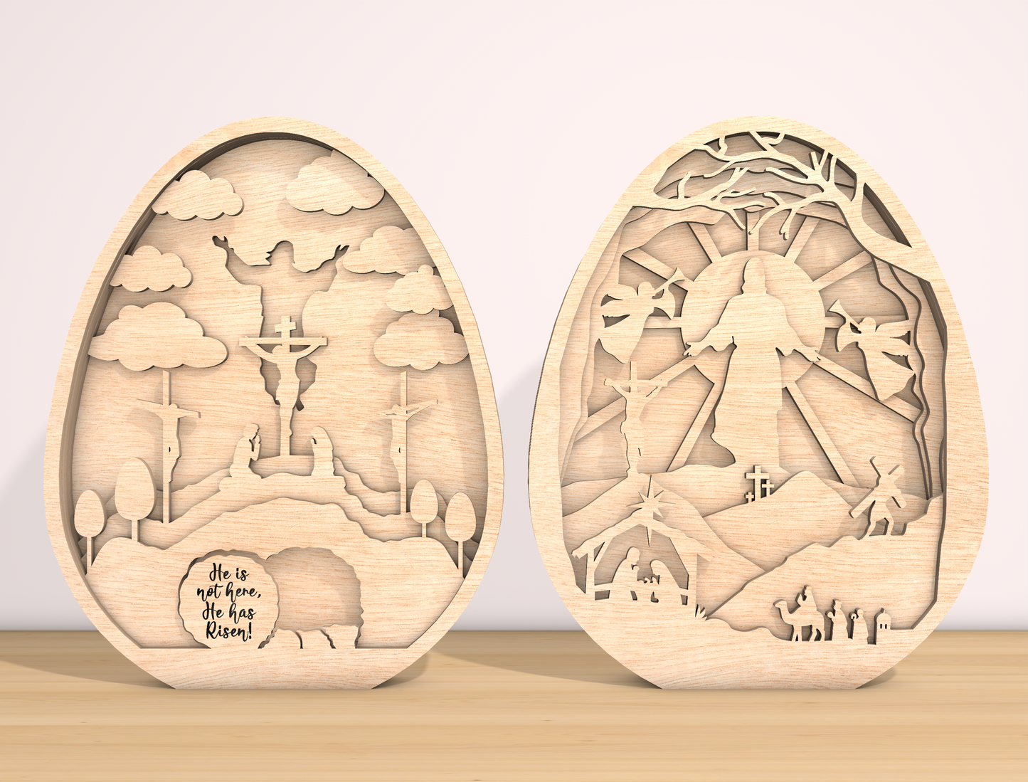 Multilayer Empty Tomb Cross Light SVG Bundle for Glowforge and xTool
