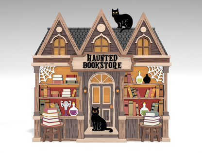 Haunted Bookstore Halloween SVG Laser Cut Decor for LightBurn