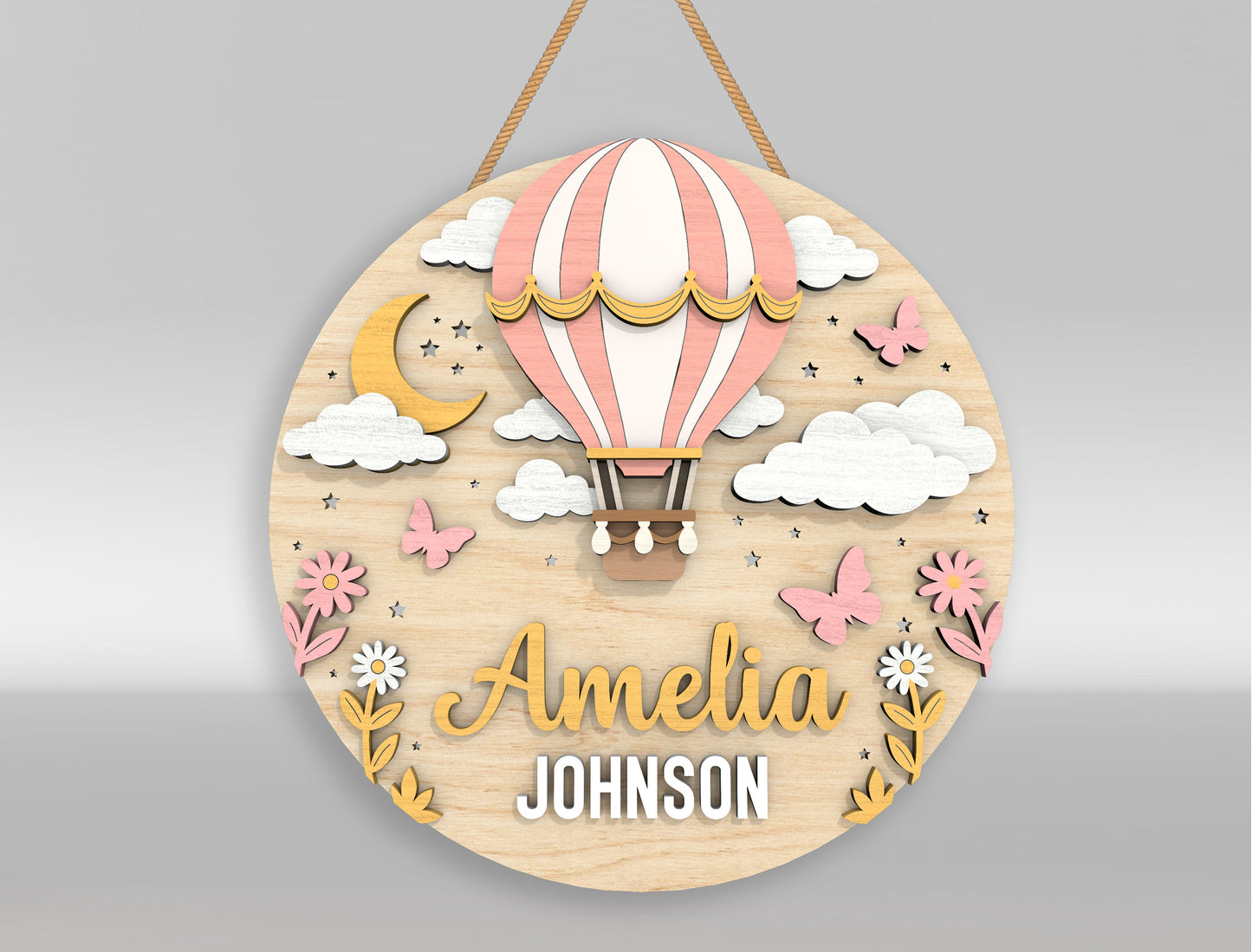 Personalized Nursery Door Sign SVG for Glowforge and xTool