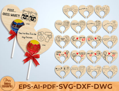 You’re The Six To My Seven Lollipop Holder Laser Cut File Bundle | Funny Love Gift | Valentine Candy Holder | Glowforge, xTool, LightBurn, etc.