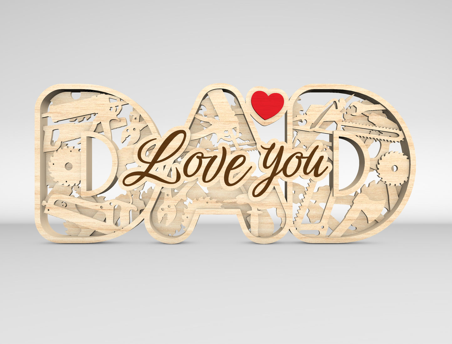 Dad Multilayer Name Sign SVG Laser Cut File for Glowforge and LightBurn