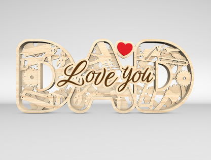 Dad Multilayer Name Sign SVG Laser Cut File for Glowforge and LightBurn