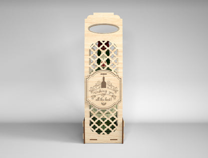 Wooden Wine Bottle Gift Box Bundle SVG Laser Cut File for xTool and Glowforge