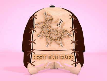 Personalized Best Dad Ever Cap Sign SVG Laser Cut File for Glowforge and xTool