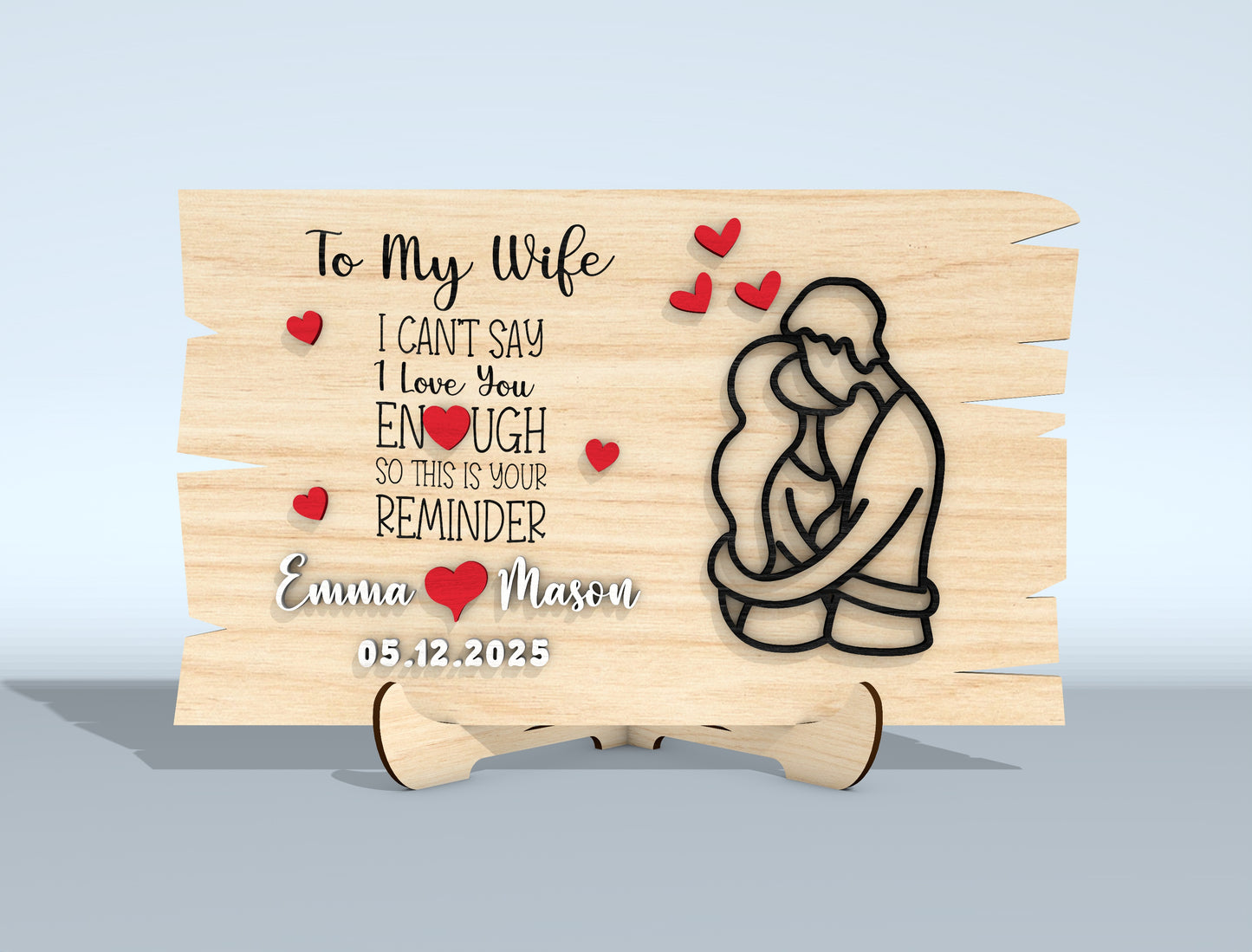 My Wife I Can’t Live Without You Laser Cut File | Couple Love Puzzle SVG | Romantic Wooden Sign Design | Glowforge, xTool, LightBurn, etc.