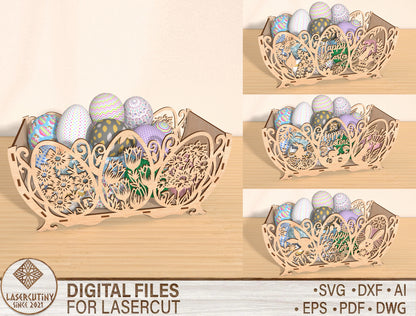 Easter Egg Basket SVG Bundle 4 Decorative Bowl Designs for Glowforge and xTool