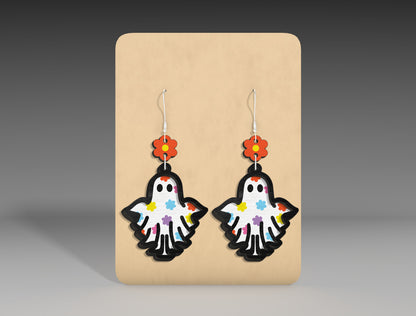 Halloween Floral Ghost Earrings SVG Bundle 3 Designs for xTool LightBurn Glowforge