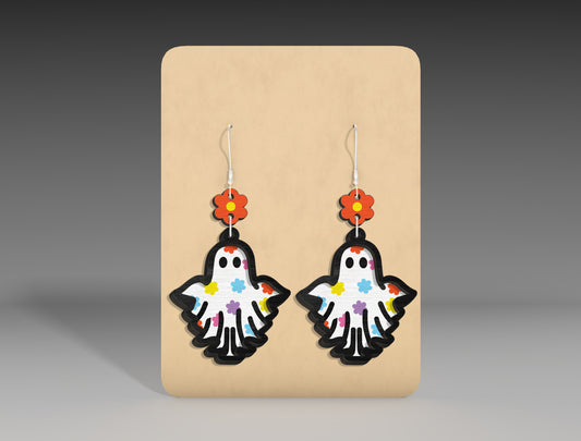 Halloween Floral Ghost Earrings SVG Bundle 3 Designs for xTool LightBurn Glowforge