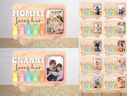 Personalized Easter Peeps Photo Frame Laser Cut File | Mommy Loves Her Peeps SVG | Custom Family Picture Frame Design | Glowforge, xTool, LightBurn, etc.