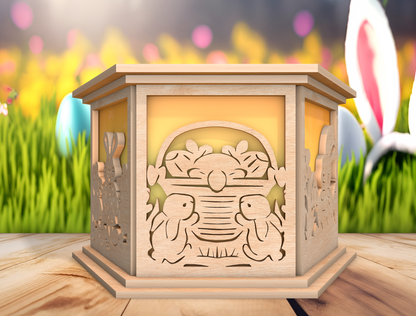 Easter Bunny Lantern SVG Wooden Spring Table Light for Glowforge and xTool