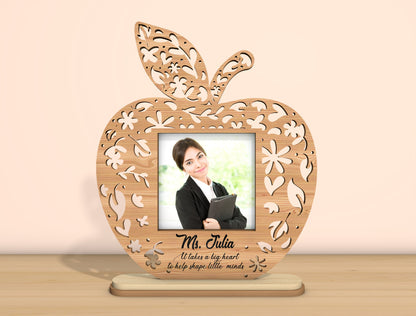 Personalized Teacher Apple Photo Frame SVG Bundle Laser Cut File for Glowforge and xTool